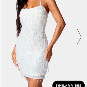 White Sequin Lace Up Bebe Dress